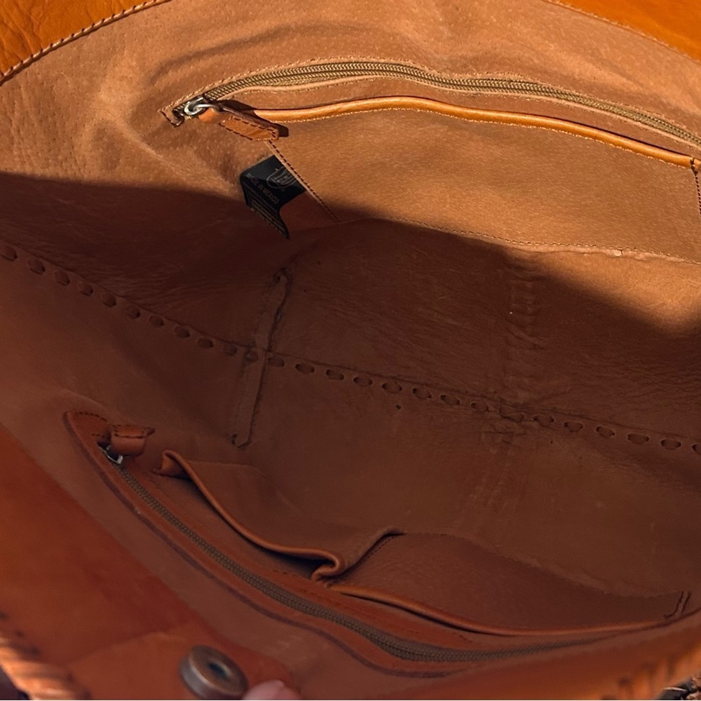 Alejandro Yeo Brown Leather Shoulder bag braided handle structured tote tooled - Picture 12 of 14